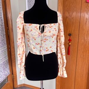 Yellow Floral Puff Sleeve Blouse